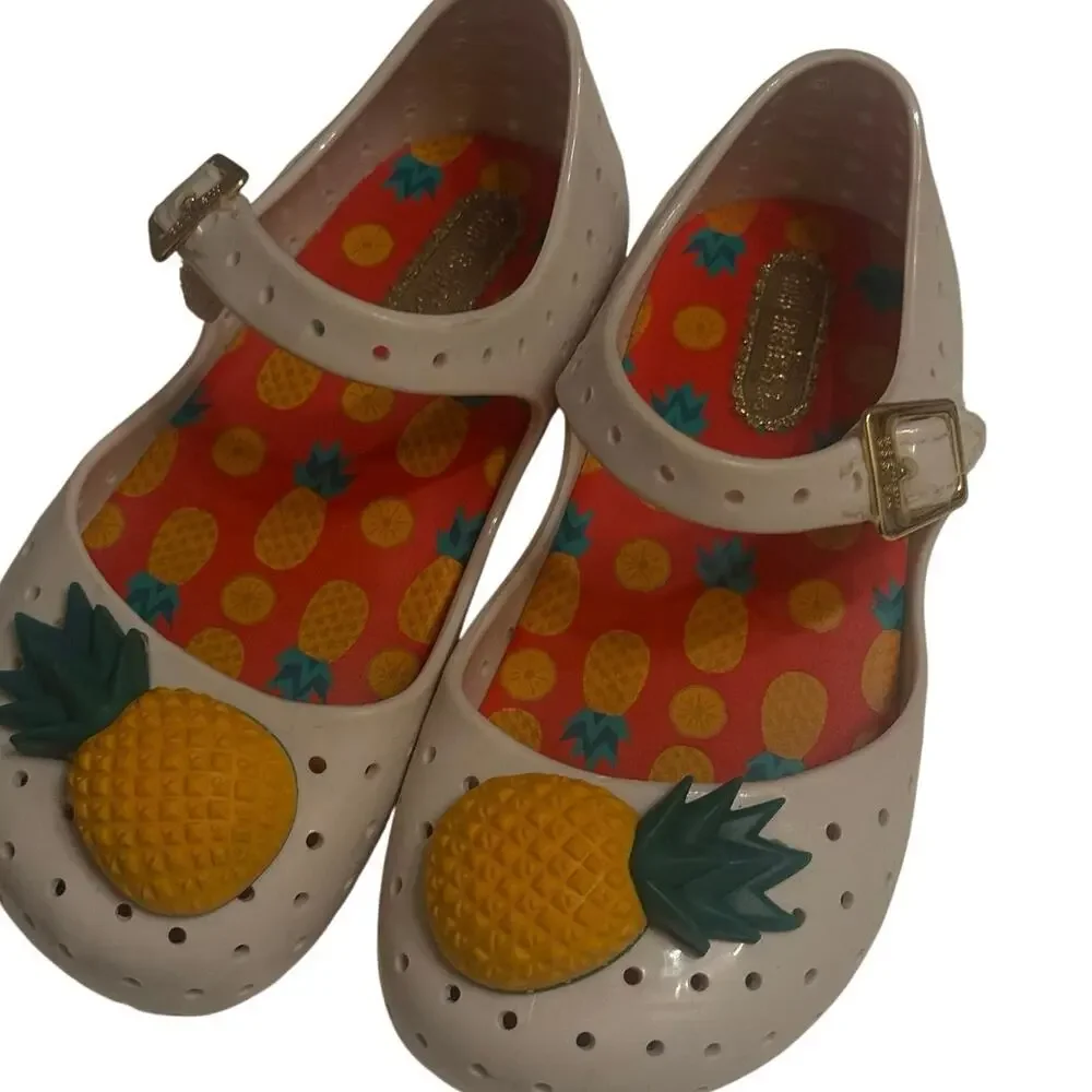Mini Melissa Sz.8 Tropical Furadinha VII Pineapple Jelly Mary Jane Shoes